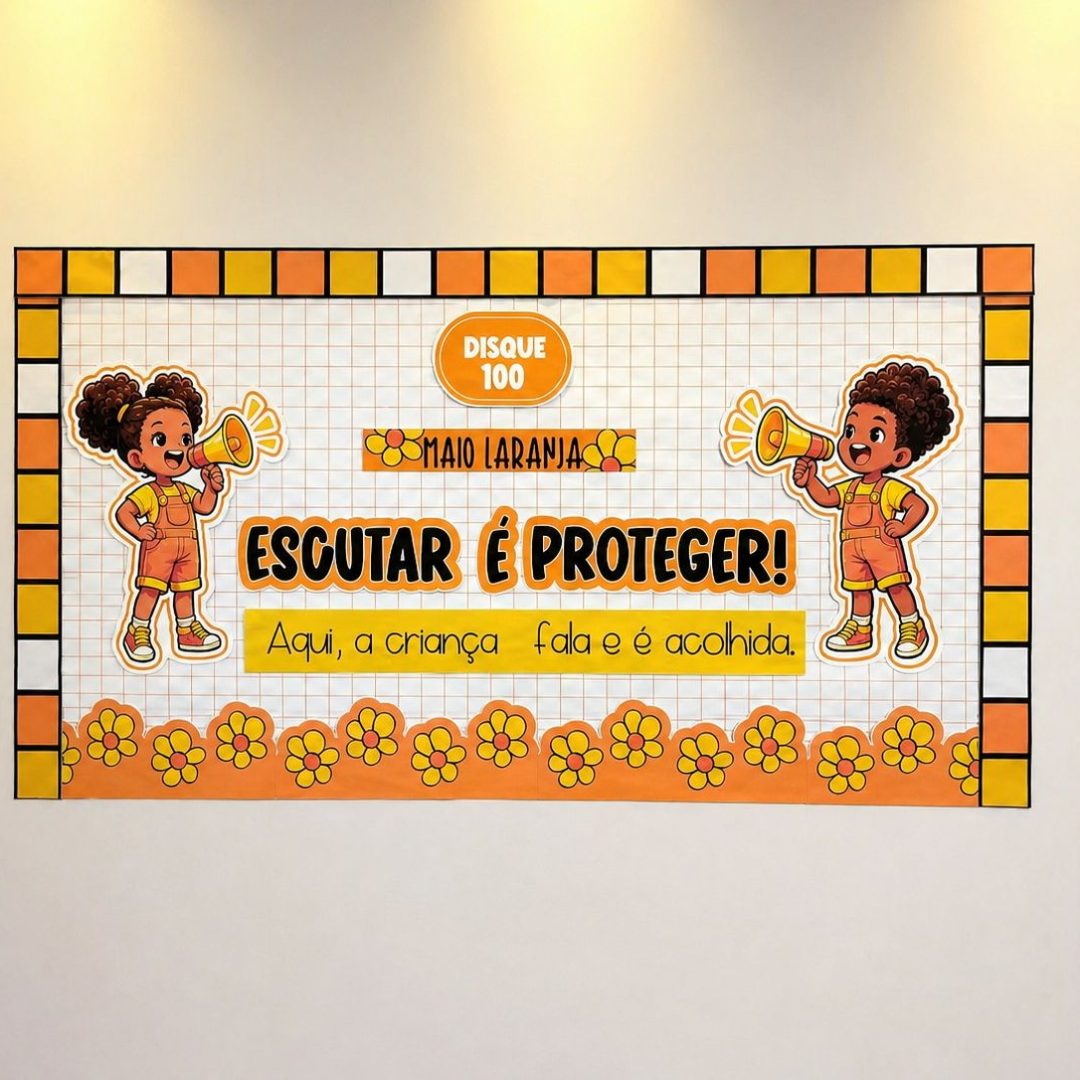 Painel escolar maio laranja